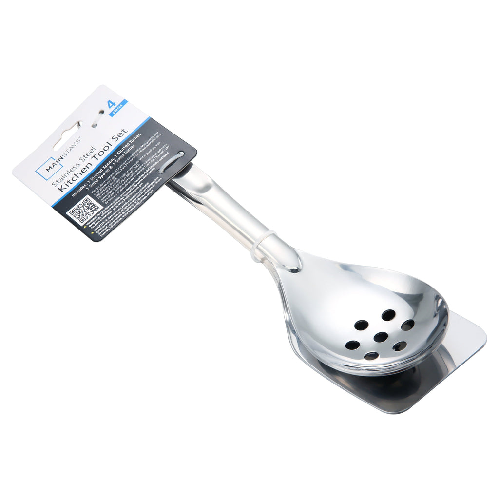 Non-Stick Safe Stainless Steel 4-Piece Utensil Set: Includes Spatula, Slotted Spatula, Spoon, and Slotted Spoon - Heat-Resistant Silicone Cooking Spatula Turner Detail