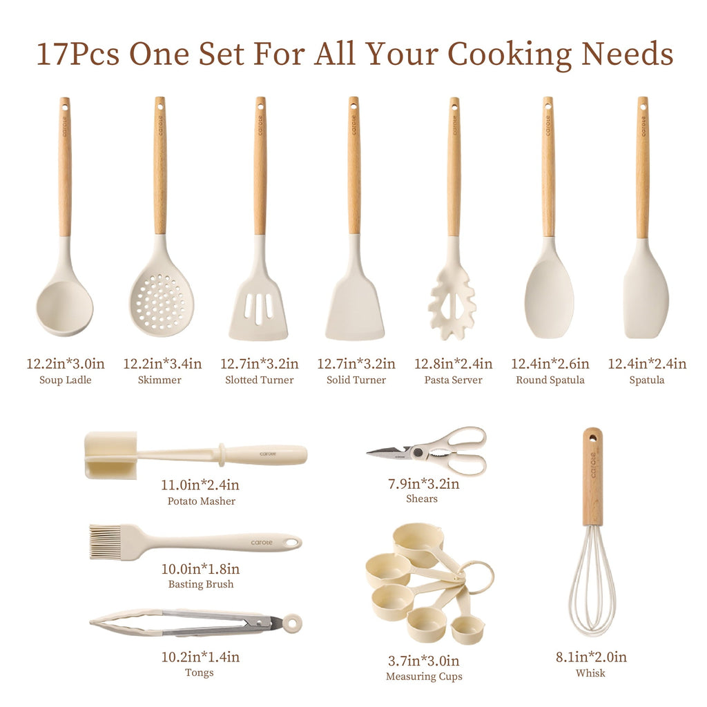Chef-Quality 17-Piece Silicone and Wood Cooking Utensil Set, Heat-Resistant, Safe for Nonstick Cookware - Heavy Duty Stainless Steel Kitchen Shears Detail