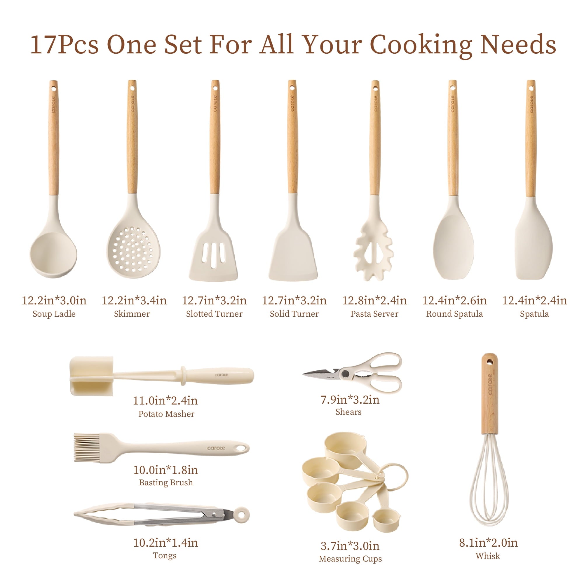 Chef-Quality 17-Piece Silicone and Wood Cooking Utensil Set, Heat-Resistant, Safe for Nonstick Cookware - Heavy Duty Stainless Steel Kitchen Shears Detail