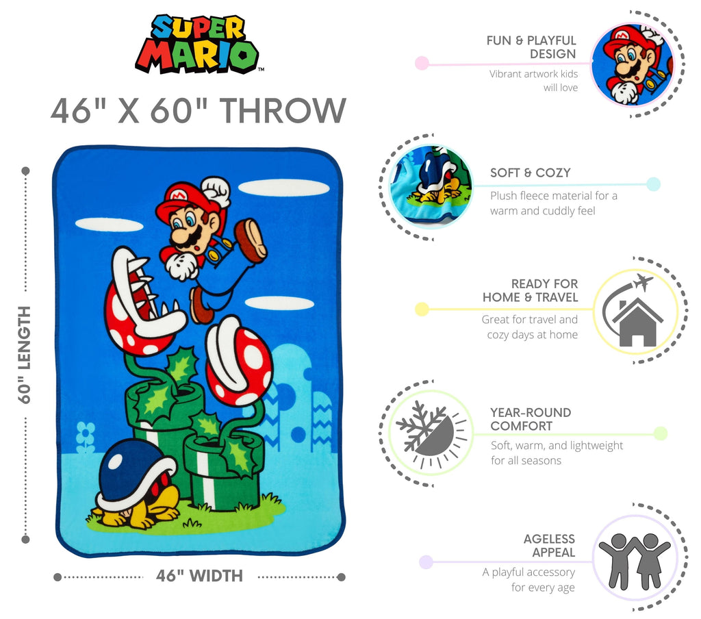Decorative Knitted Kids Fleece Throw Blanket 46x60, Nintendo - Luxury Knitted Decorative Throw Blanket with Fringes Detail