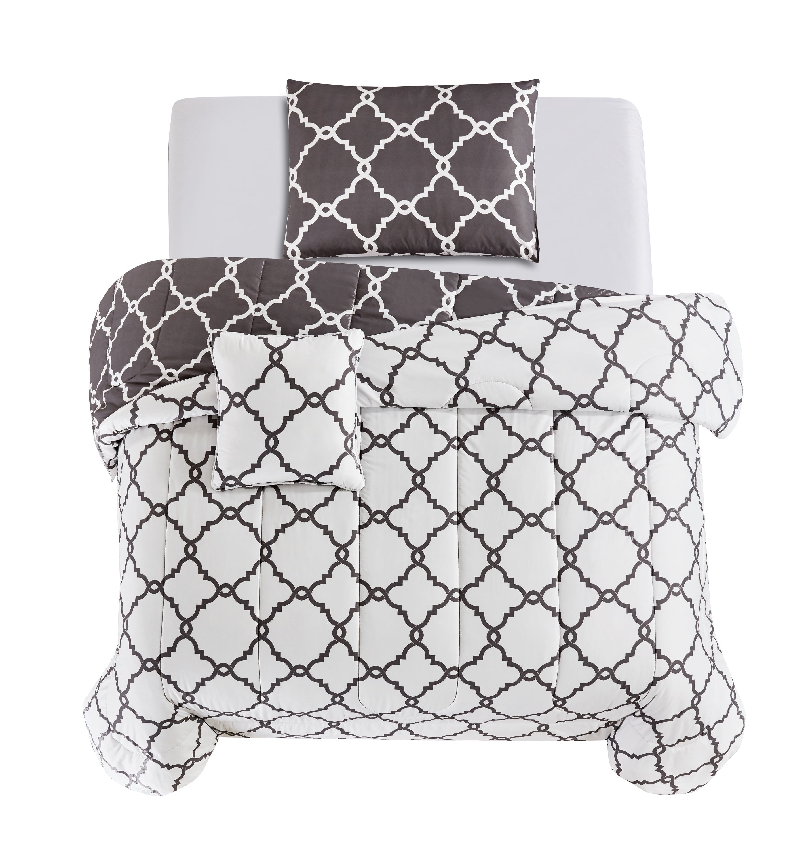 All-Season 4 Piece Geometric Twin Comforter Set - Polyester Filling Reversible Washable Comforter Set - Hypoallergenic Ultra-Fluffy Quilt for Winter Detail