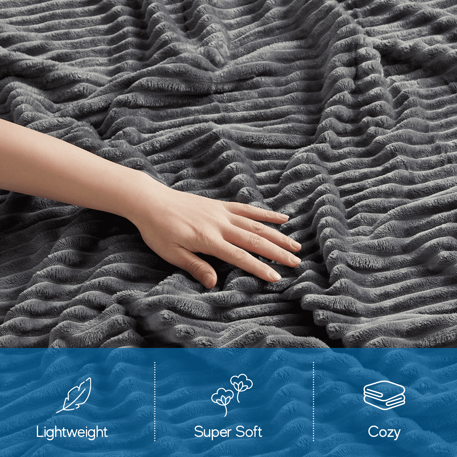 Cozy Fleece Cut Plush Fleece Blanket, Soft Lightweight Fuzzy Luxury Throw Size Bed Blankets for Bed, Throw, Gray - Luxury Knitted Decorative Throw Blanket with Fringes Detail