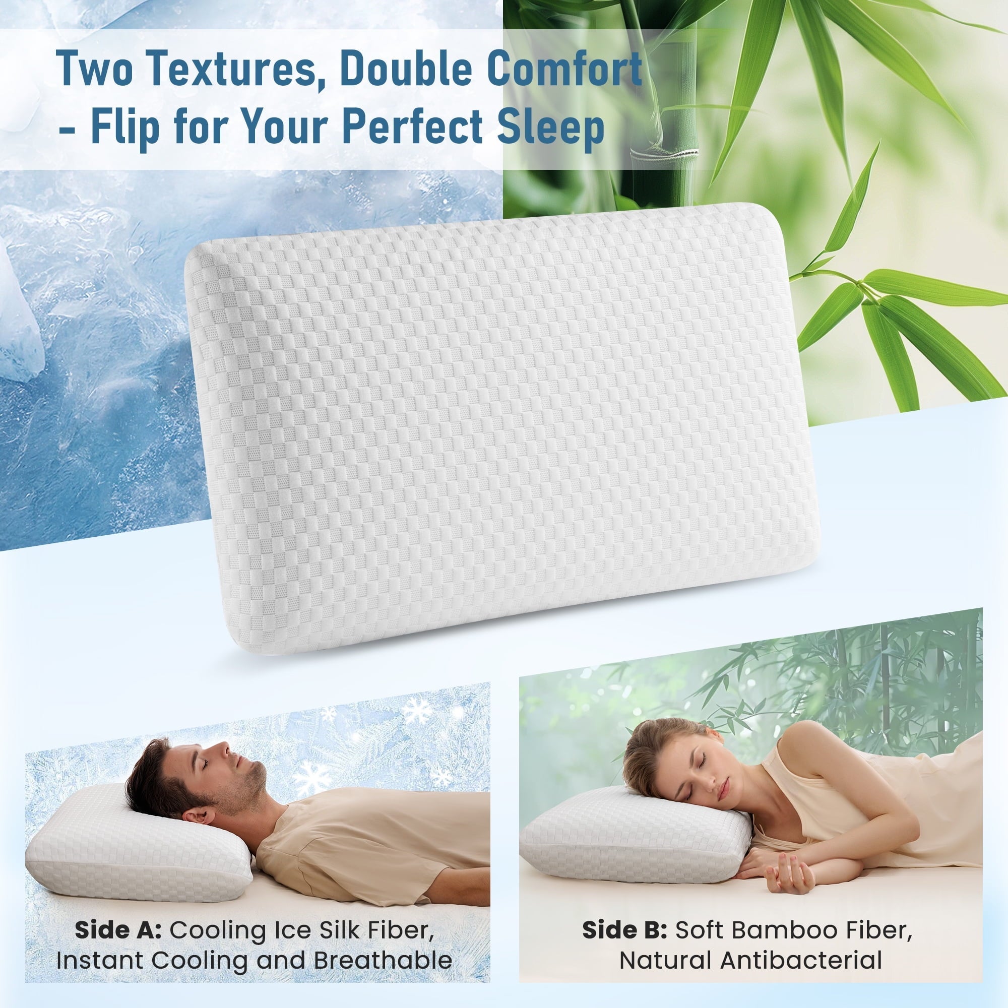Ergonomic Memory Foam Memory Foam Pillow for Bed, Cooling Pillow with Extra Height Pad, Supportive Bed Pillow for Side, Back & Hot Sleepers... - Ergonomic Memory Foam Pillow for Neck Pain Support Detail