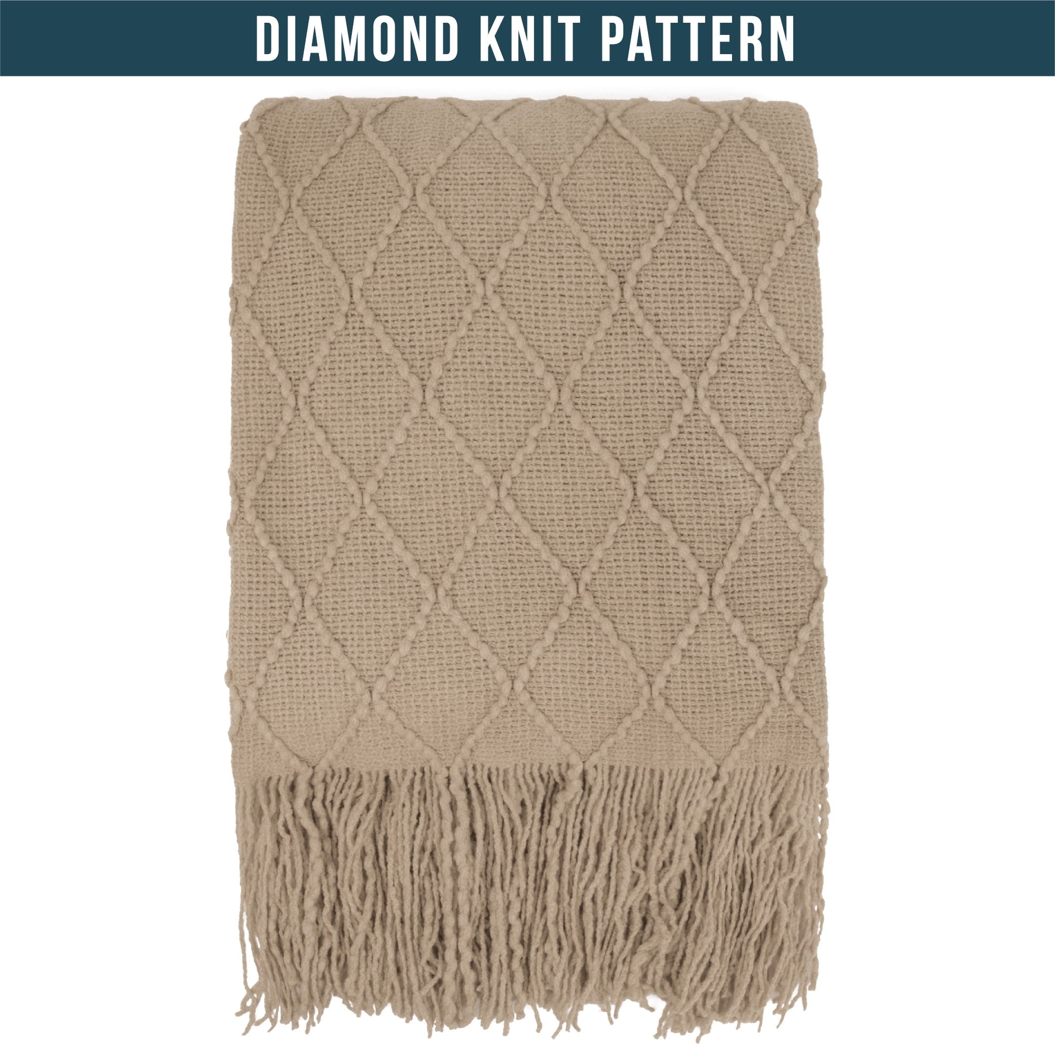 Lightweight Warm Tan Taupe Knit Throw Blanket for Couch Bed, Soft Knitted Farmhouse Sofa Throw for Living Room, Lightweight Decorative... - Super Soft Reversible Sherpa Flannel Blanket Detail
