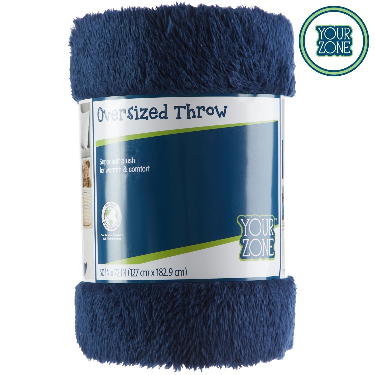 Cozy Fleece Soft, Navy Blue, Oversized, Fuzzy, Throw Blanket for Kids, 72 x 50 inches - Luxury Knitted Decorative Throw Blanket with Fringes Detail