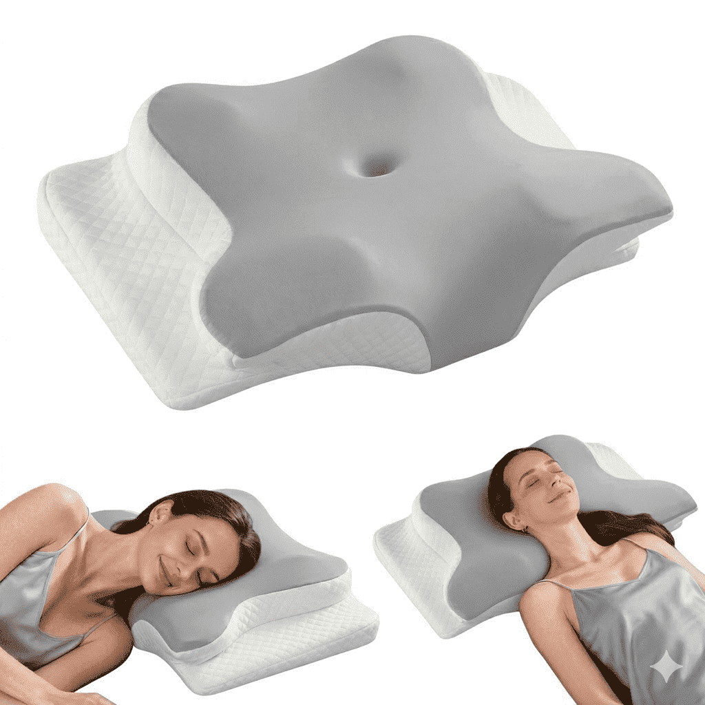 Decorative Plump Memory Foam Contour Pillows - Neck Pain Relief, Orthopedic Cervical, Breathable Washable Cover - Orthopedic Shredded Foam Bed Pillow Set Detail