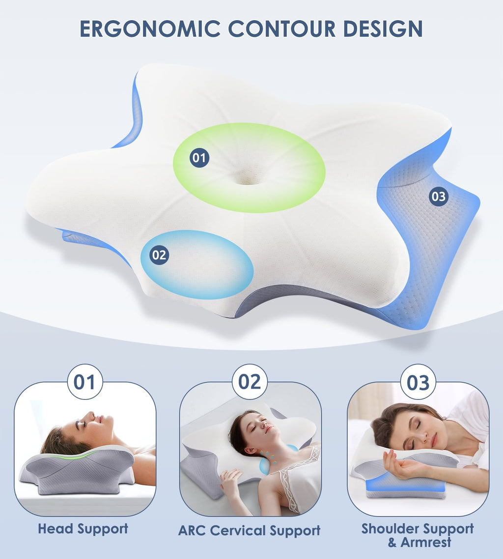 Hotel Collection Cervical Pillow for Neck Pain Relief, Contour Memory Foam Pillows, Odorless Ergonomic Neck Pillow Adjustable Orthoped... - Decorative Throw Pillow Cushion for Sofa & Bed Detail