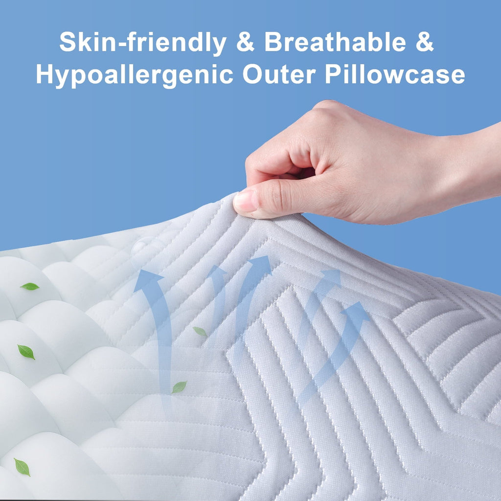 Hotel Collection Soft Bed Pillow, Shredded Memory Foam Pillow, Comfortable Sleeping Pillow, Standard Size, Affordable Everyday Use - Ergonomic Memory Foam Pillow for Neck Pain Support Detail