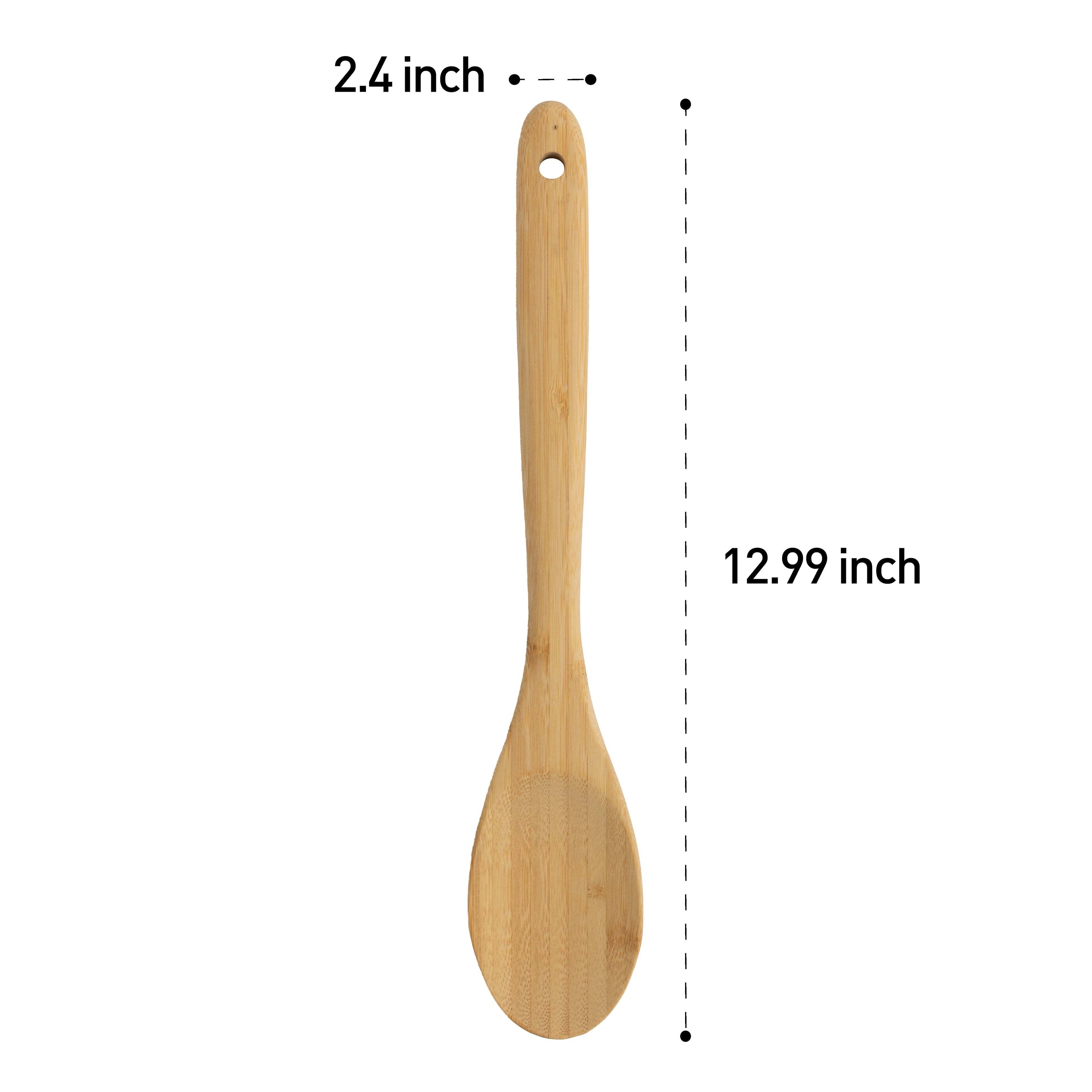 Chef-Quality Bamboo Cooking Spoon Natural Bamboo Crafted, 13" L, Kitchen Prep - Multi-Purpose Hand Tool for Daily Meal Prep Detail