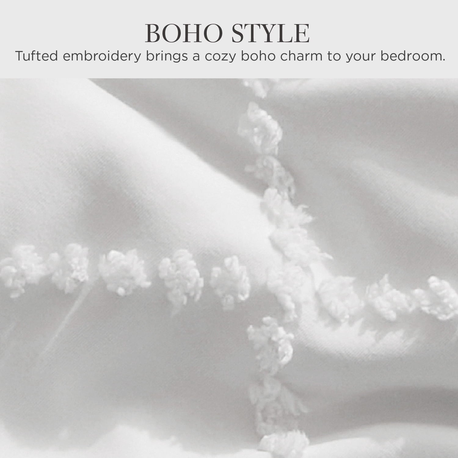 Fluffy Down Alternative Queen Comforter Set, Boho Tufted Shabby Chic Bedding Comforter Set, 3 Pieces Farmhouse Bed Set for All Seasons, White... - Cloud-Like Soft Lightweight Bed Comforter Detail
