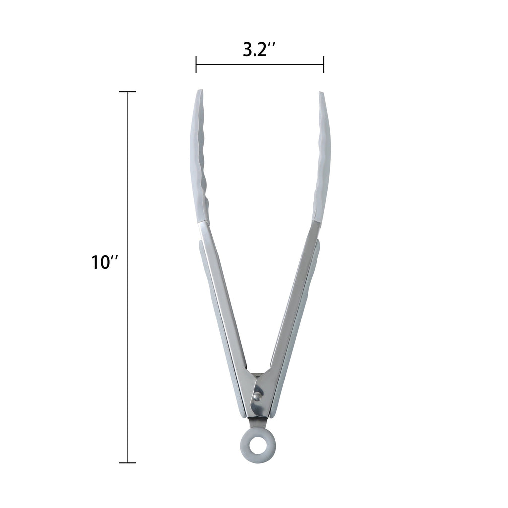 Heavy Duty 9" Stainless Steel and Silicone Locking Tongs, Soft Grip Handle, Grey Flannel - High-Precision Culinary Tool for Baking & Cooking Detail