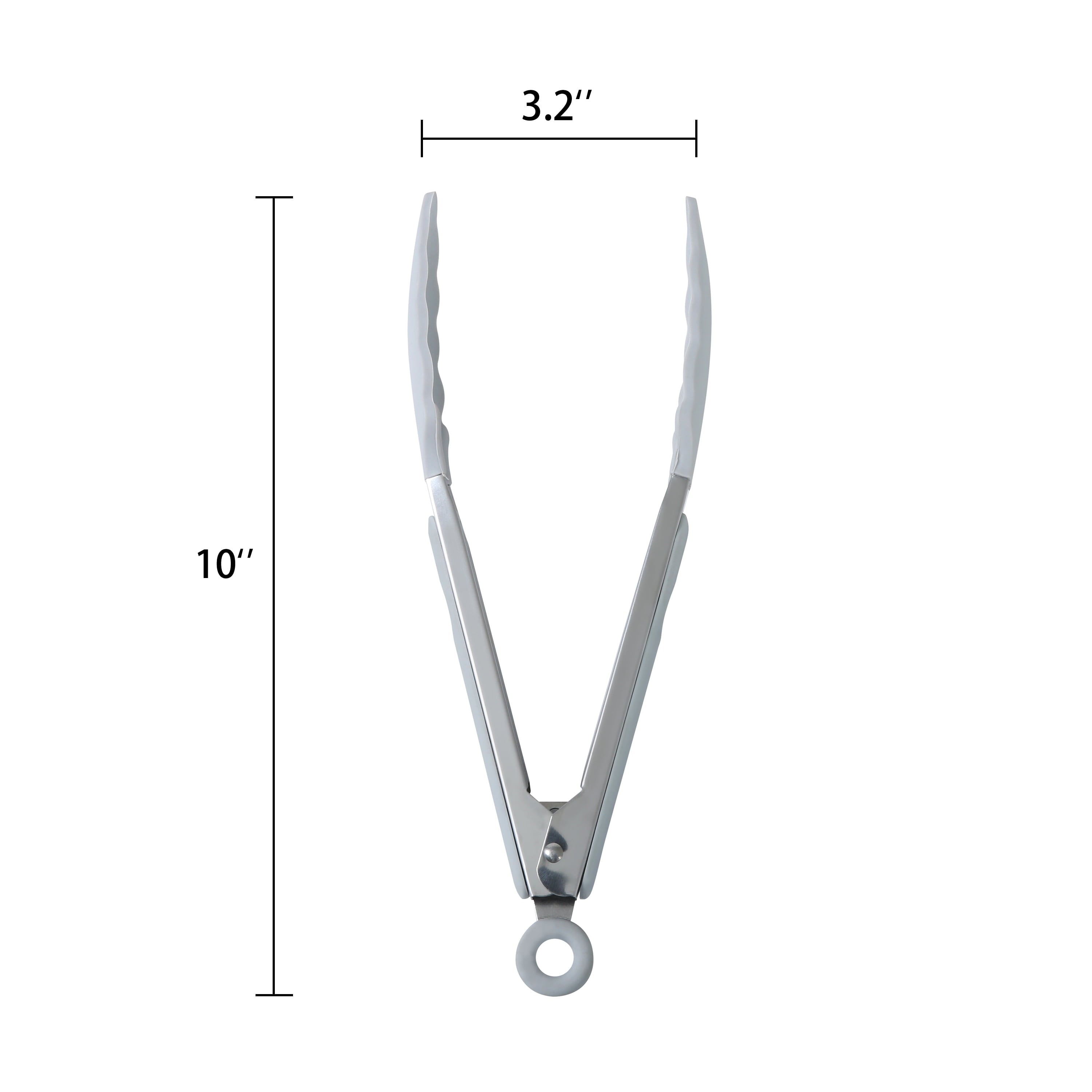 Heavy Duty 9" Stainless Steel and Silicone Locking Tongs, Soft Grip Handle, Grey Flannel - High-Precision Culinary Tool for Baking & Cooking Detail