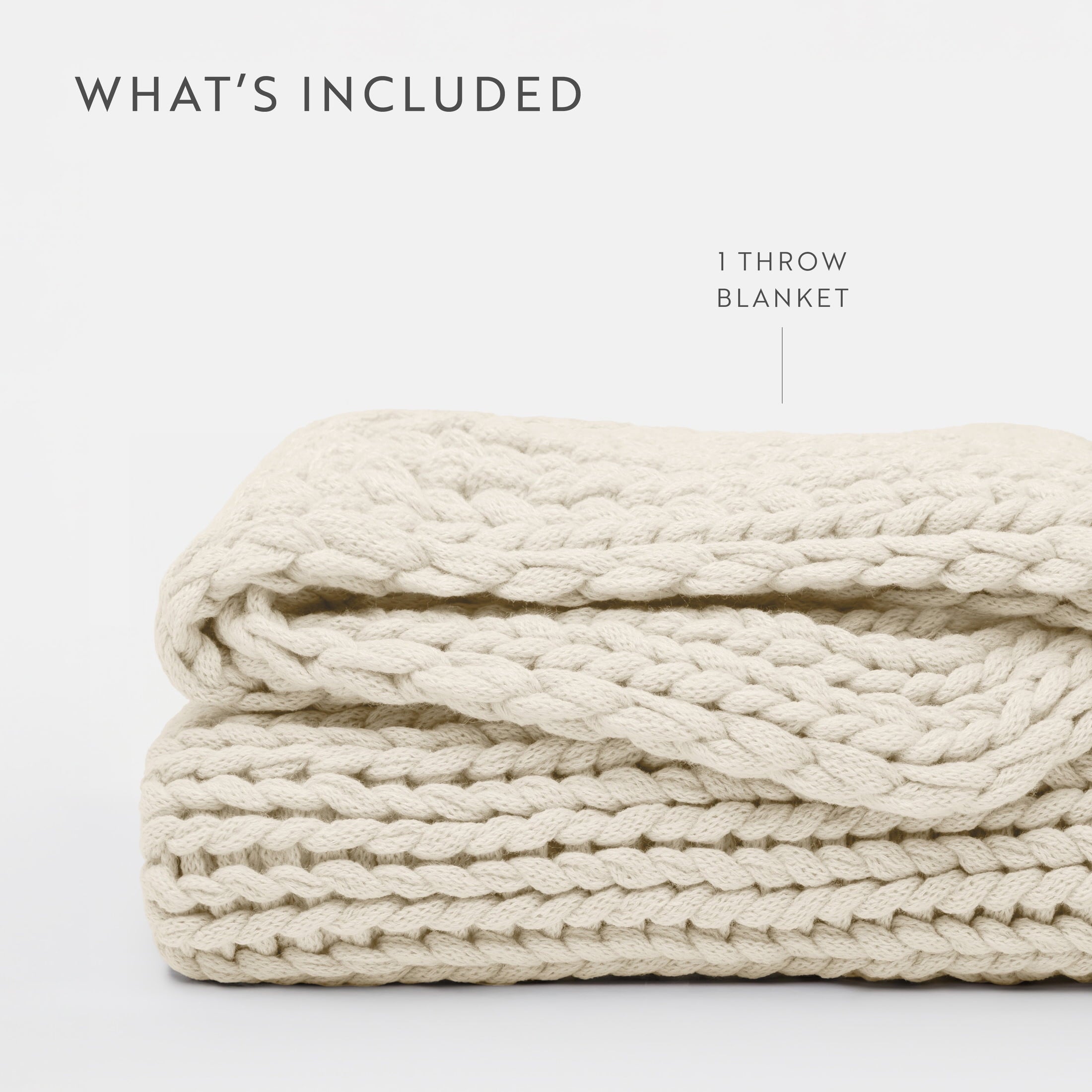 Decorative Knitted Soft & Cozy Chunky Hand-Knit Throw Blanket, Ivory - Luxury Knitted Decorative Throw Blanket with Fringes Detail