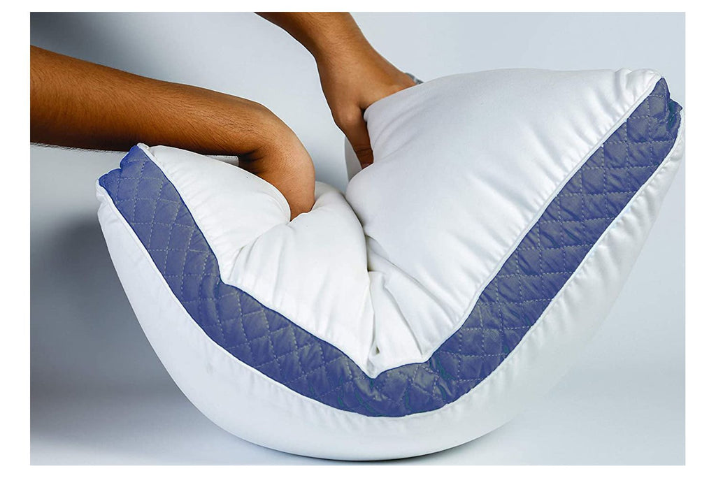 Ergonomic Memory Foam Gusseted Quilted Bed Pillows - Set of 2 Premium Bed Pillows for Side Sleepers and Back Sleepers - 2 Pack (King Size, Na - Orthopedic Shredded Foam Bed Pillow Set Detail