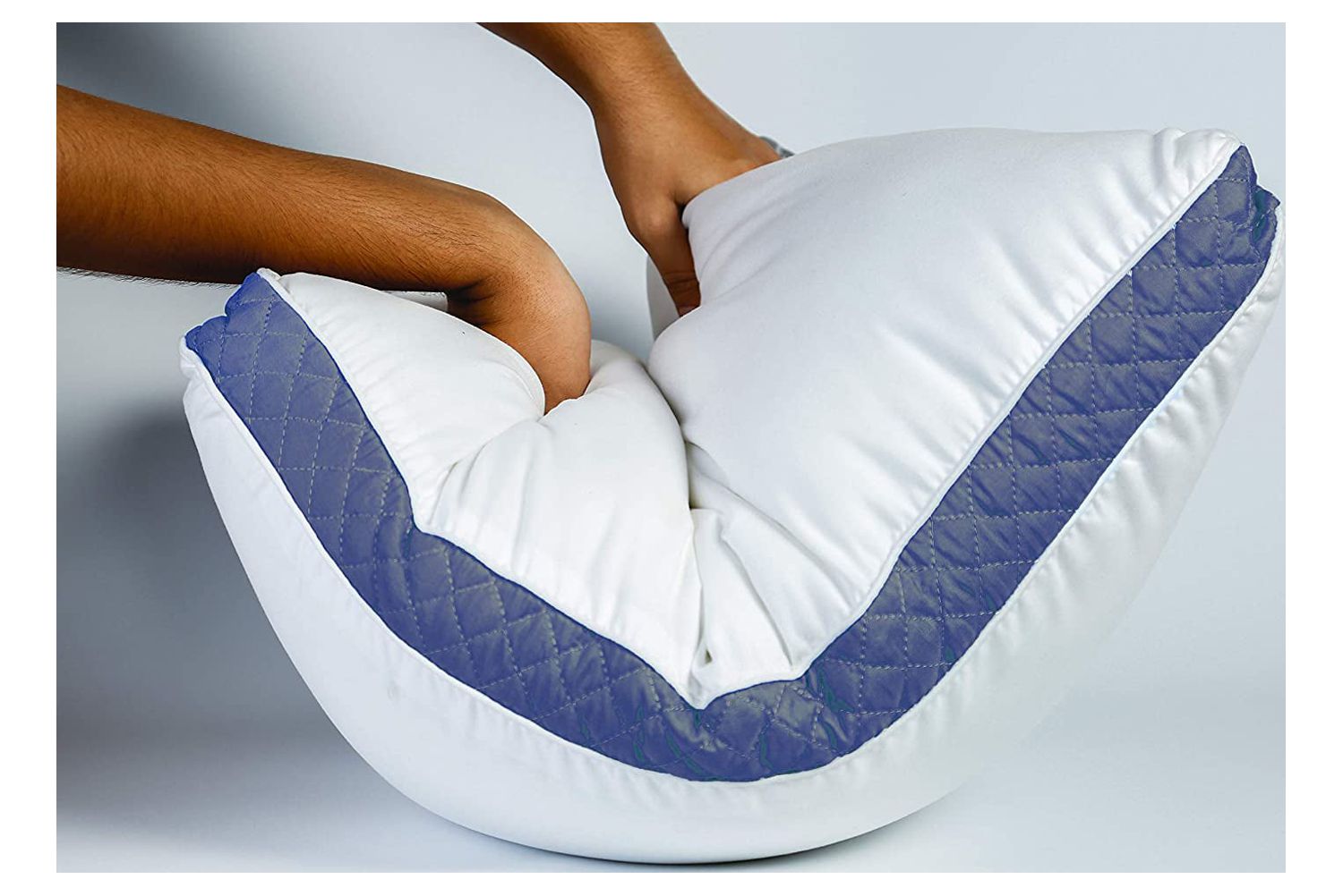 Ergonomic Memory Foam Gusseted Quilted Bed Pillows - Set of 2 Premium Bed Pillows for Side Sleepers and Back Sleepers - 2 Pack (King Size, Na - Orthopedic Shredded Foam Bed Pillow Set Detail