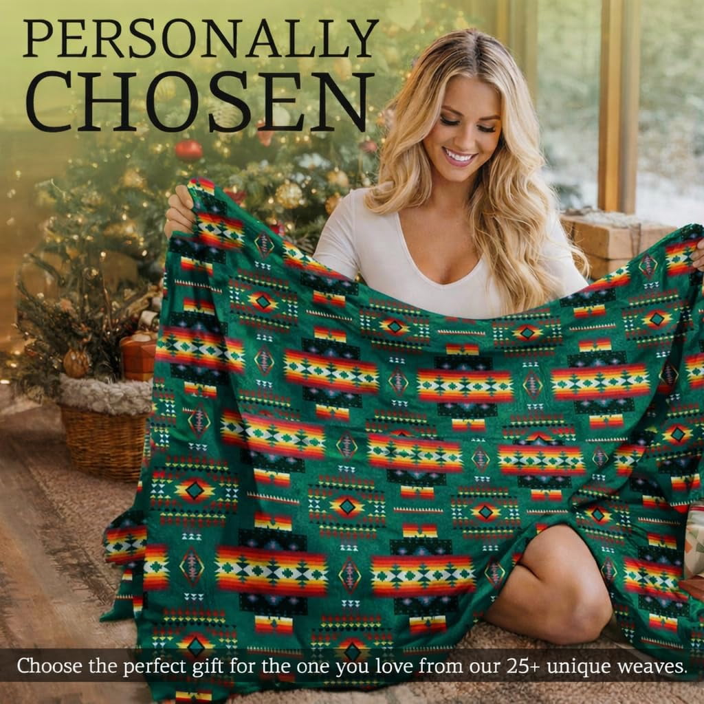 Reversible Sherpa Sacred Thread Fleece Blanket South Western, Reversible Mexican, Vibrant Aztec Blankets and Throws for Aztec Decor for... - Super Soft Reversible Sherpa Flannel Blanket Detail