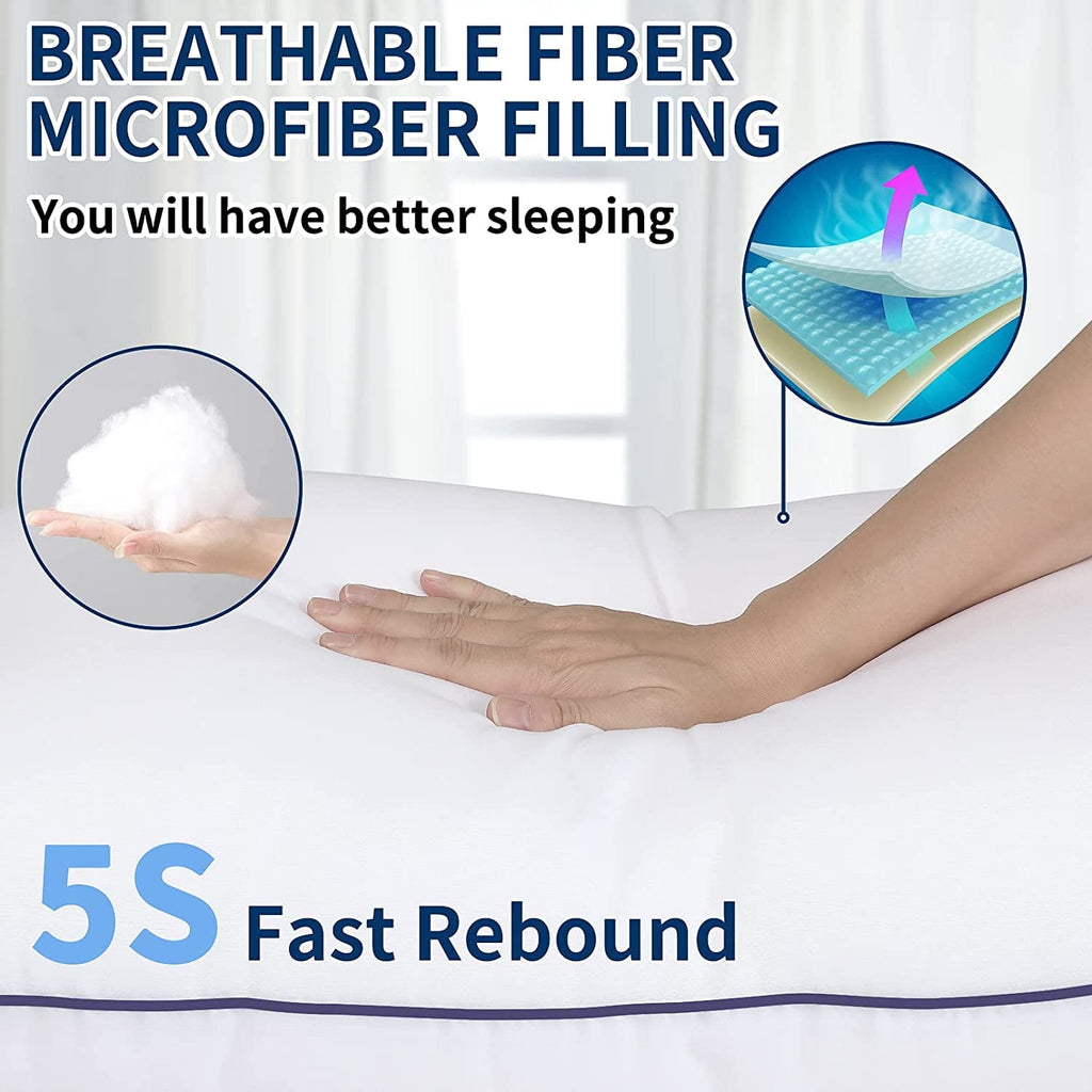 Fluffy Shredded Bed Pillows for Sleeping Queen Size 20" x 30" Hypoallergenic Pillow for Side and Back Sleeper Soft Supportive Hotel C... - Ergonomic Memory Foam Pillow for Neck Pain Support Detail