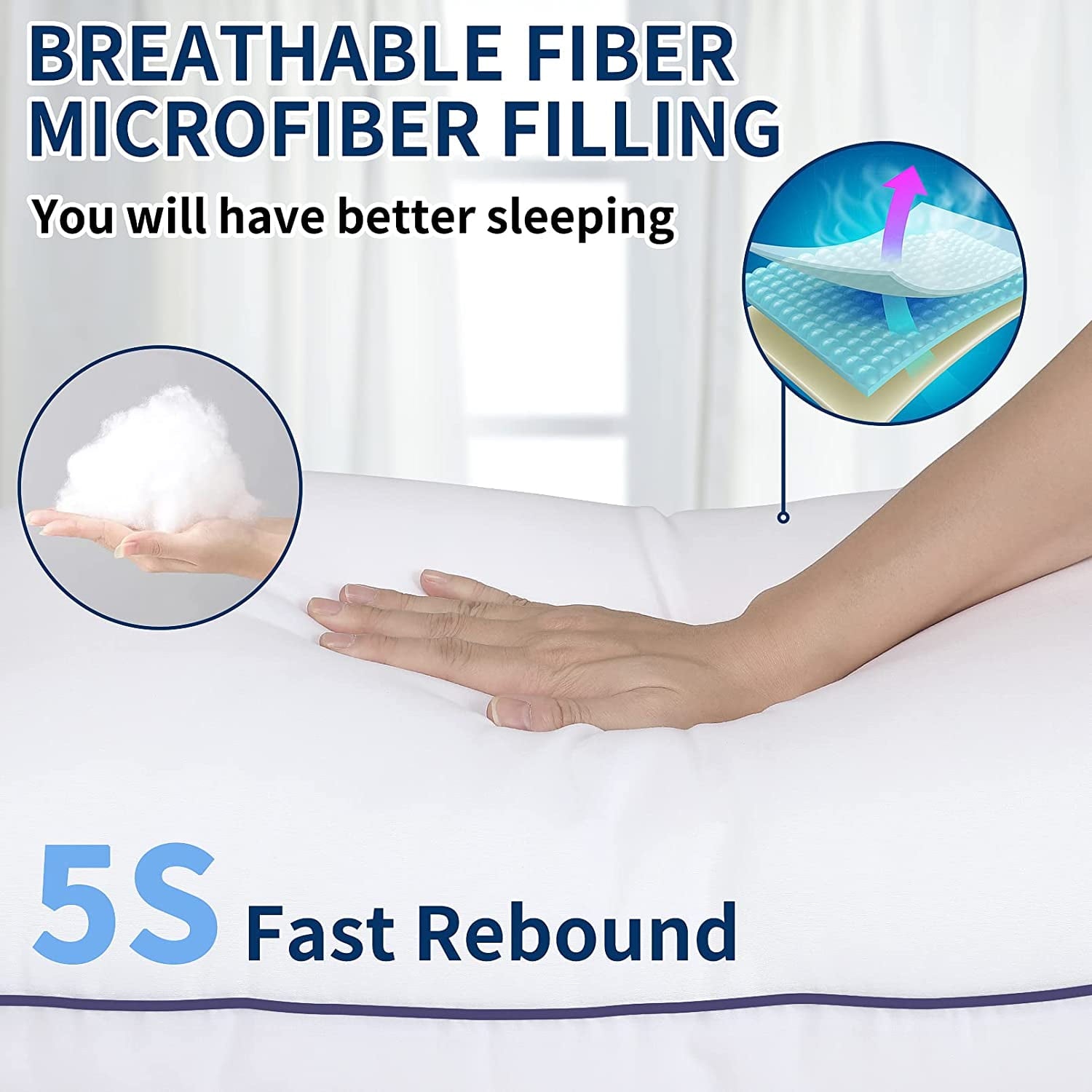Fluffy Shredded Bed Pillows for Sleeping Queen Size 20" x 30" Hypoallergenic Pillow for Side and Back Sleeper Soft Supportive Hotel C... - Ergonomic Memory Foam Pillow for Neck Pain Support Detail