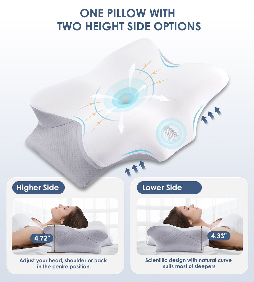 Hotel Collection Cervical Pillow for Neck Pain Relief, Contour Memory Foam Pillows, Odorless Ergonomic Neck Pillow Adjustable Orthoped... - Decorative Throw Pillow Cushion for Sofa & Bed Detail