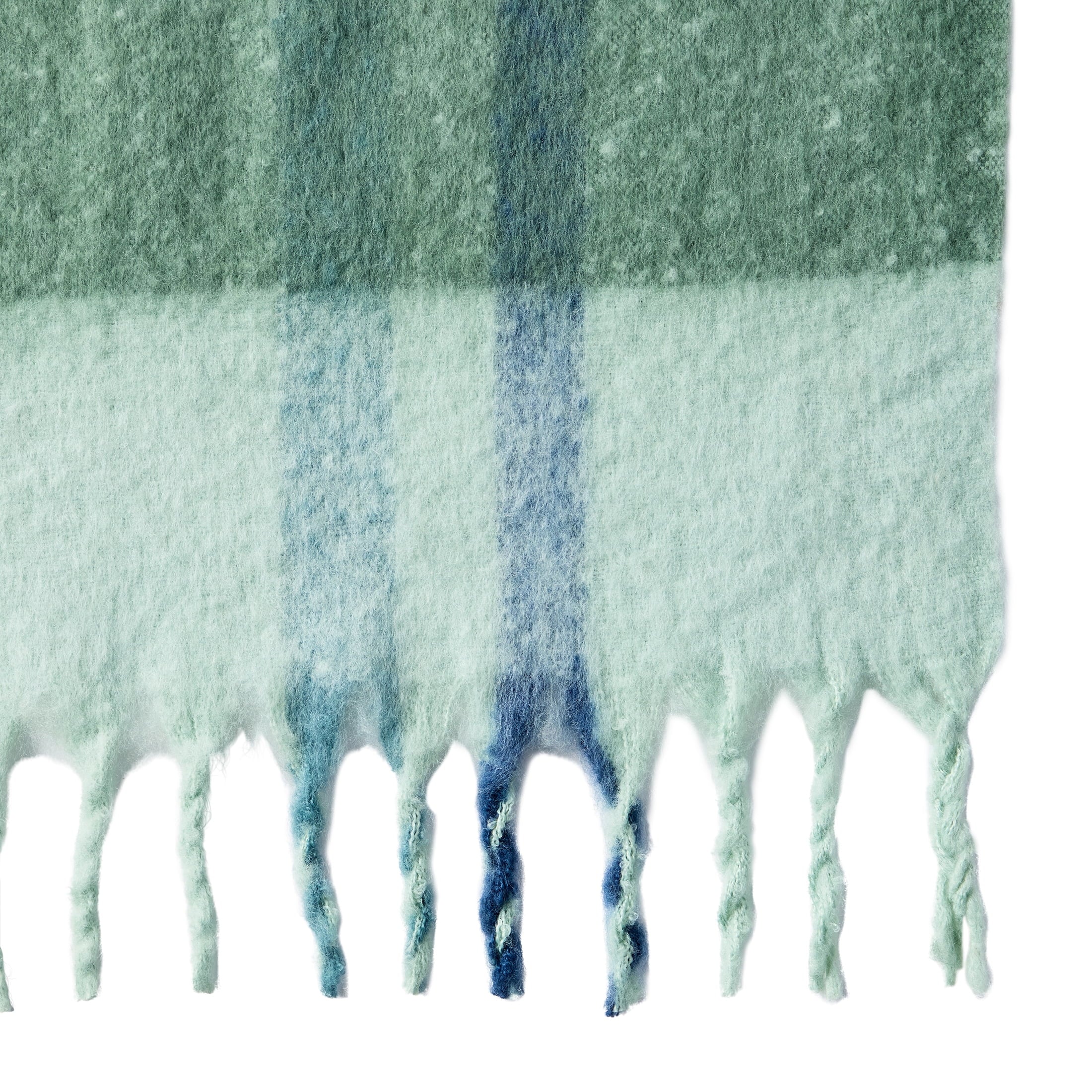 Reversible Sherpa Faux Mohair Cozy Couch Throw Blanket Green Plaid, 50x72" - Lightweight Plush Warm Blanket for All Seasons Detail