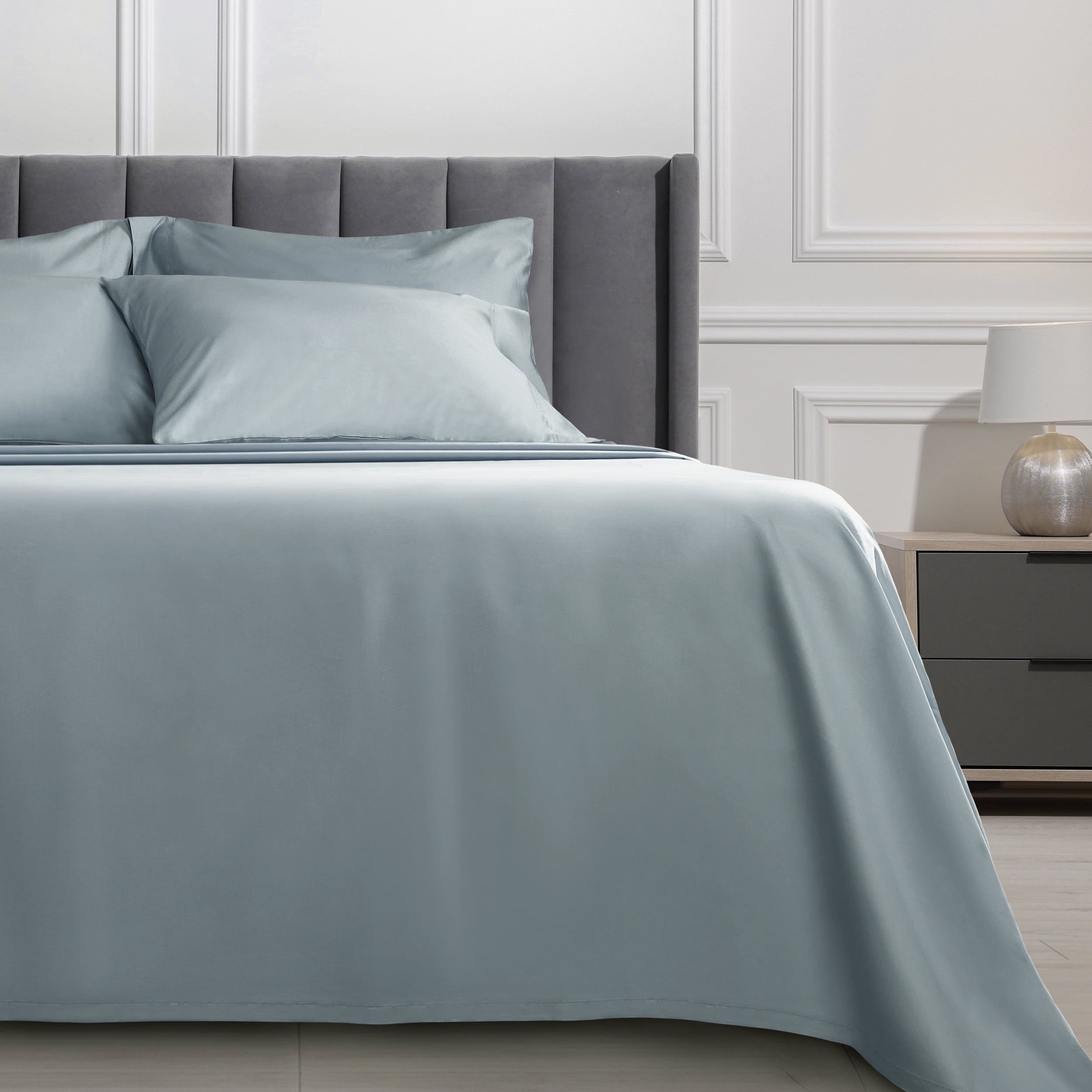 Breathable Luxury 6-Piece 800 Thread Count Lead Cotton Rich Adult Bed Sheet Set, King - Deep Pocket - Breathable Egyptian Cotton Flat & Fitted Sheets Detail