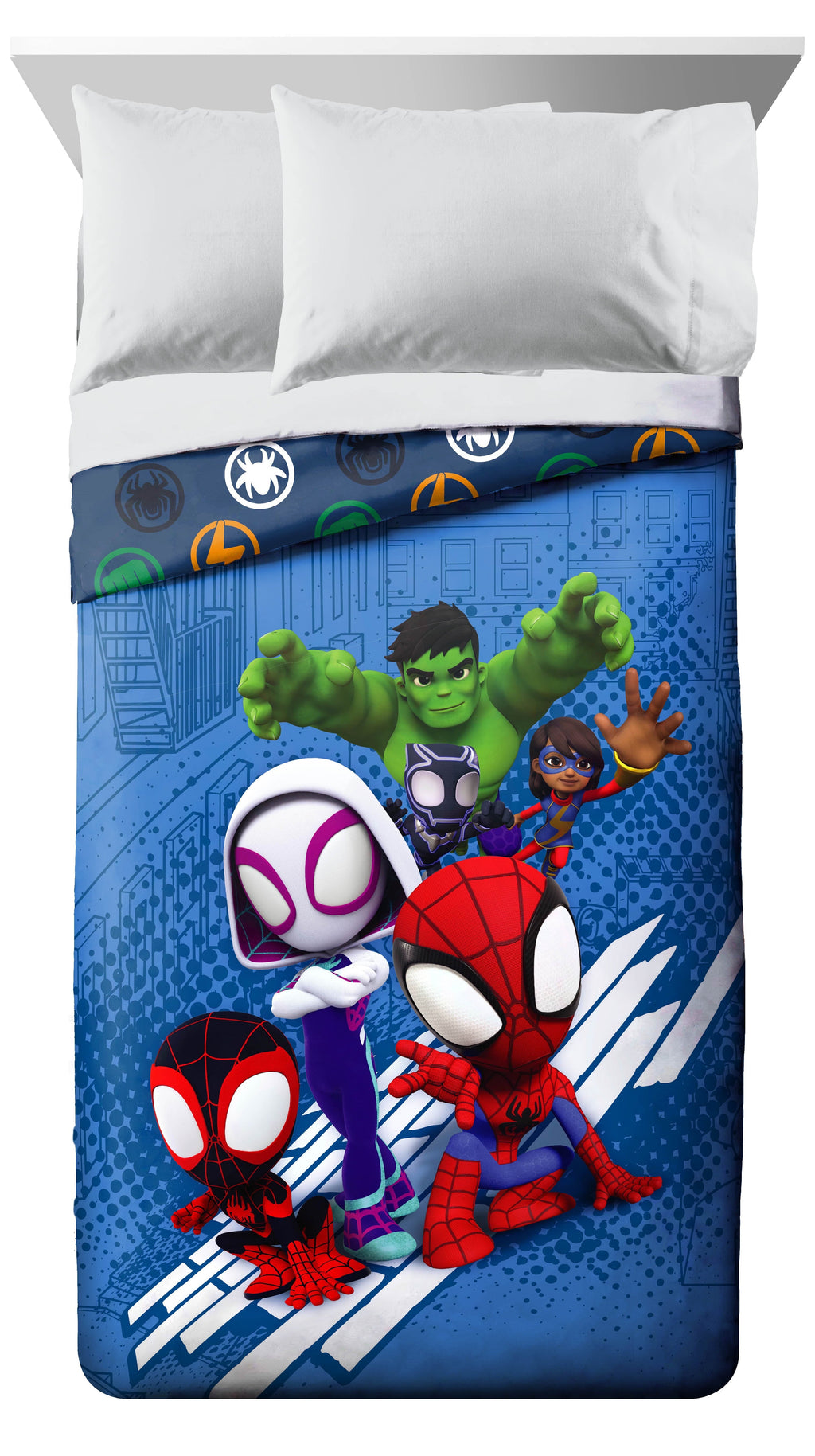 Heavyweight Warmth Spidey Amazing Friends Kids 2-Piece Twin/Full Reversible Comforter Set, Microfiber, Red - Cloud-Like Soft Lightweight Bed Comforter Detail