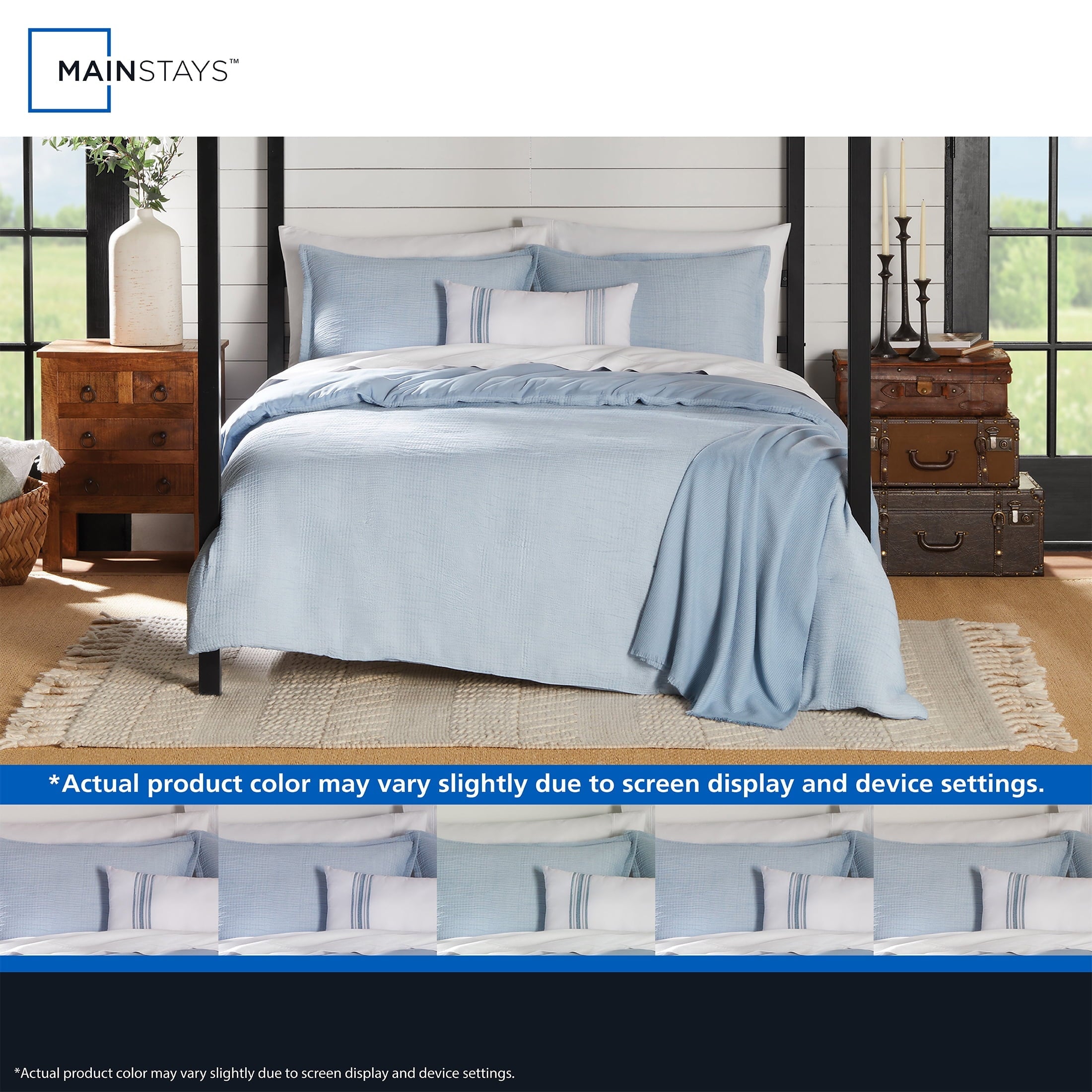 Luxurious Quilted Full/Queen Comforter Set, All-Season, 5-Piece, Blue Matelasse Tonal Stripe - Luxurious Quilted Duvet Cover Set Detail
