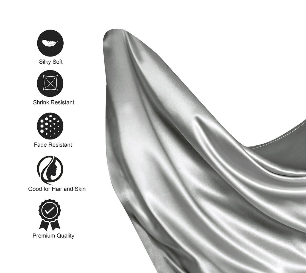 Ultra-Soft Luxury Satin Sheets Set Full Size Light Gray, 4-Piece Bedding Sets with Deep Pockets - Soft and Smooth Satin Bed Shee... - Breathable Egyptian Cotton Flat & Fitted Sheets Detail