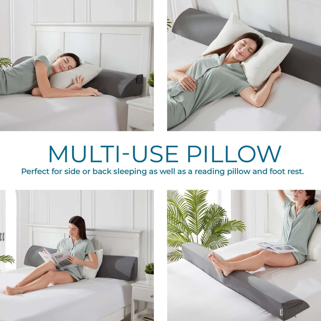 Ergonomic Memory Foam Bed Wedge Pillow for Headboard, Mattress Gap Filler Headboard Pillow, Queen Size - Ergonomic Memory Foam Pillow for Neck Pain Support Detail