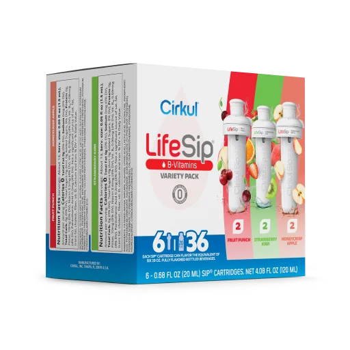Refreshing Electrolyte LifeSip 6-Pack Variety Pack PN3A - Electrolyte Hydration Enhanced Taste Cartridges Detail