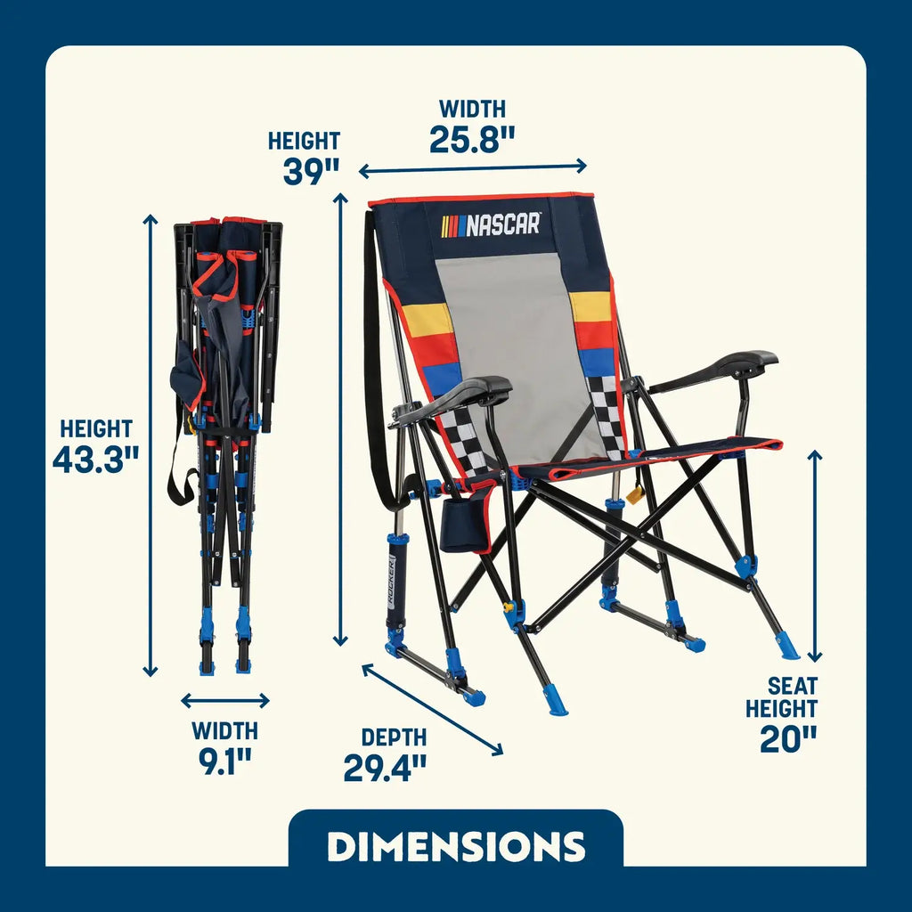 Luxury Camp RoadTrip Rocker - NASCAR For Him - Choice 453 - Freestyle Rocker Portable Outdoor Folding Chair Detail