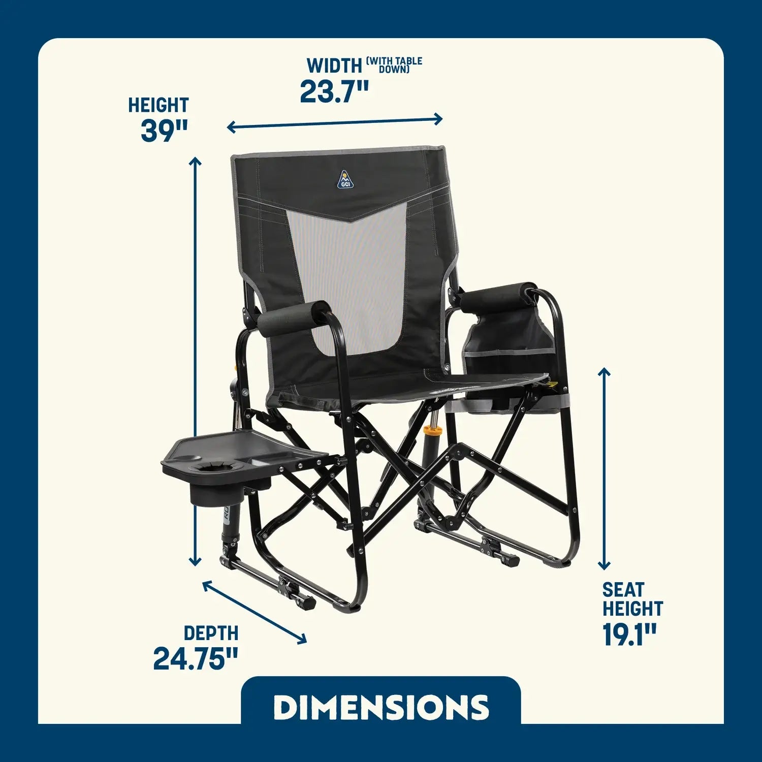 Smooth Motion Stowaway Rocker with Side Table - Choice 253 - Heavy-Duty Kickback Rocker with Beverage Holder Detail