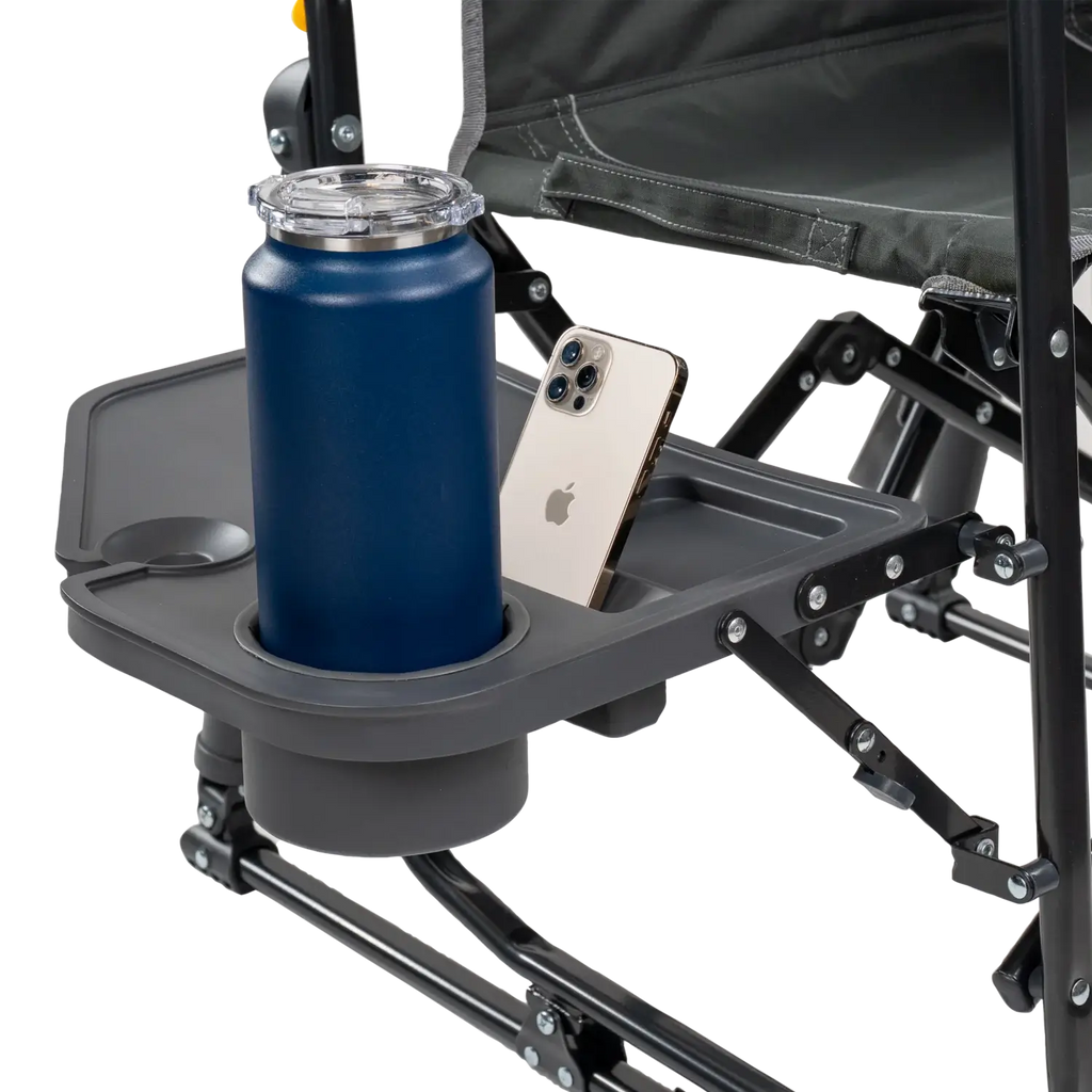 Smooth Motion Stowaway Rocker with Side Table - Choice 253 - Heavy-Duty Kickback Rocker with Beverage Holder Detail