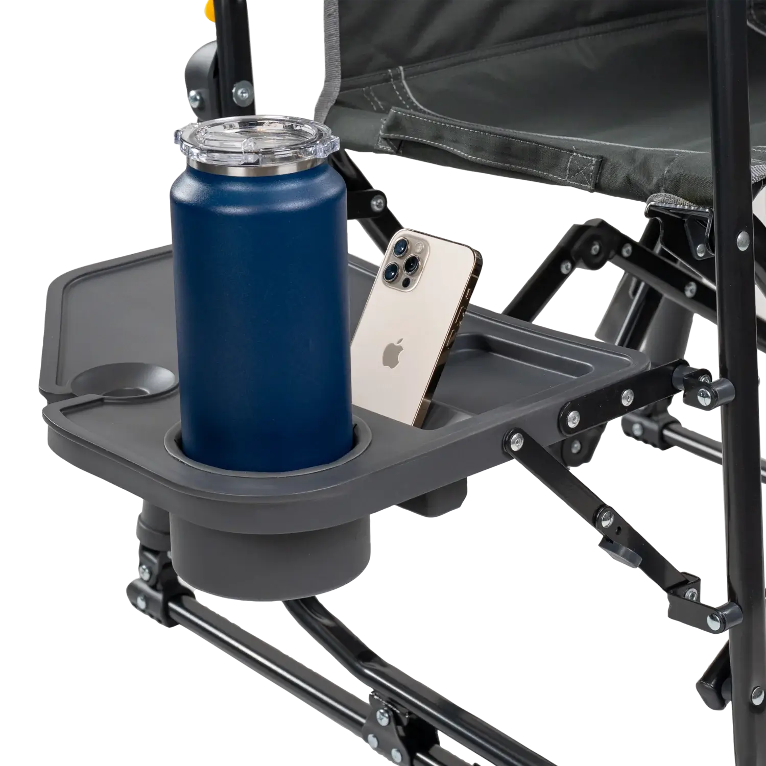 Smooth Motion Stowaway Rocker with Side Table - Choice 253 - Heavy-Duty Kickback Rocker with Beverage Holder Detail