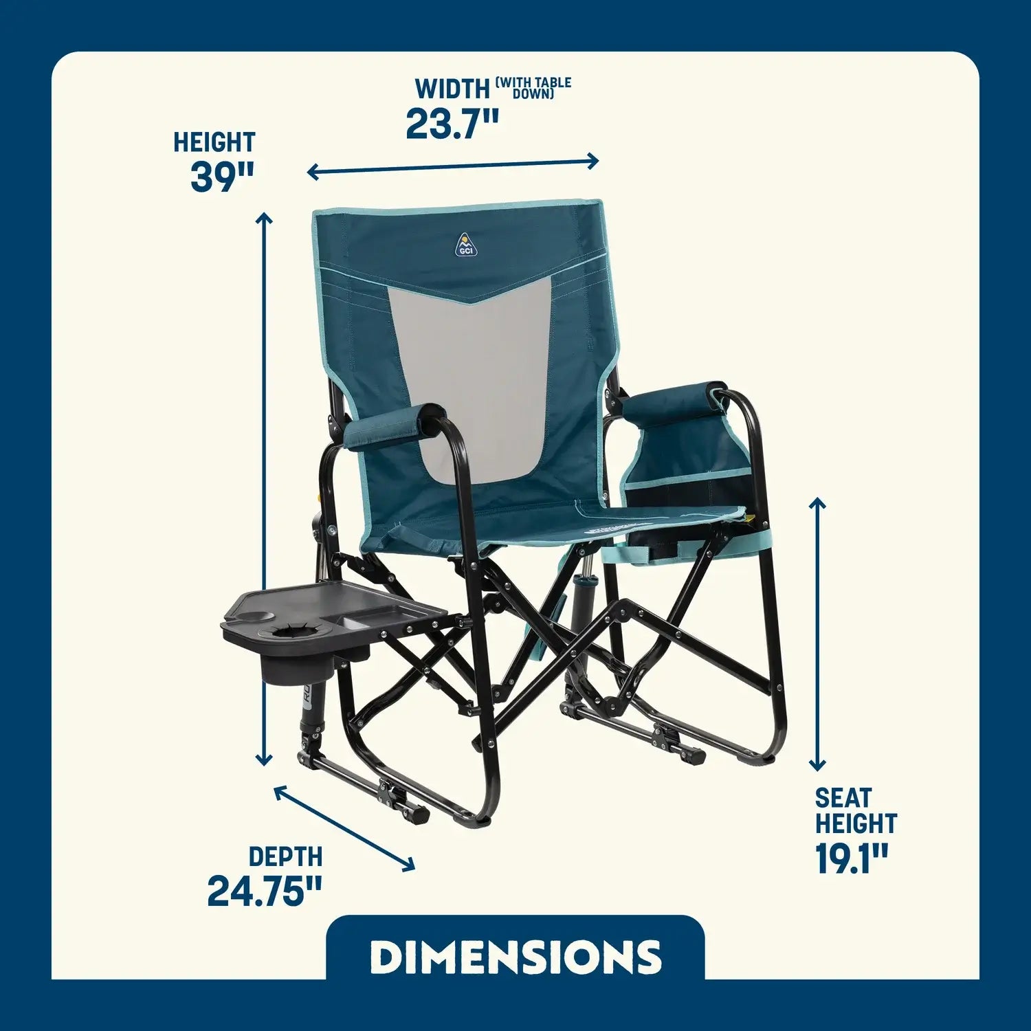 Smooth Motion Stowaway Rocker with Side Table - Choice 253 - Heavy-Duty Kickback Rocker with Beverage Holder Detail