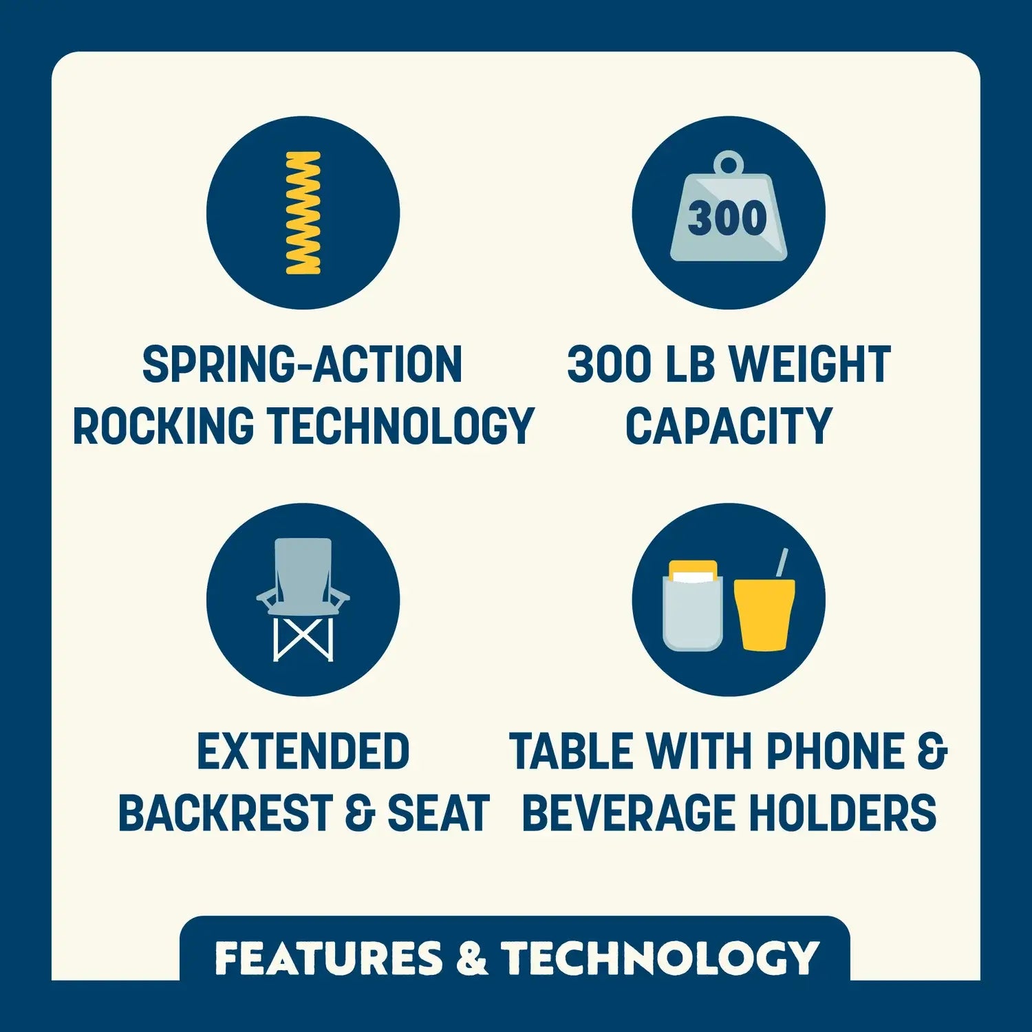 Smooth Motion Stowaway Rocker with Side Table - Choice 253 - Heavy-Duty Kickback Rocker with Beverage Holder Detail