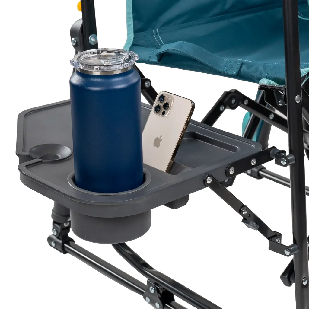 Smooth Motion Stowaway Rocker with Side Table - Choice 253 - Heavy-Duty Kickback Rocker with Beverage Holder Detail