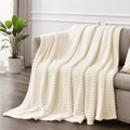Reversible Sherpa Throw Size Blanket, Extra Soft Lightweight Bed Blanket with Strip , Plush Fuzzy Cozy Throws for Couch, Bed, Sofa Cozy... - Cozy Fleece Throw Blanket for Couch & Bed - Default Title