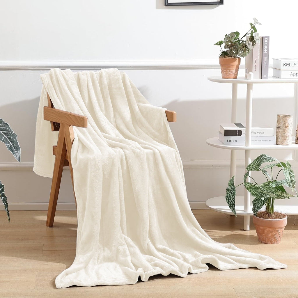 Lightweight Warm Throw Blanket for Couch, Ultra Soft Cream White Throws for Travel Camping Sofa Bed, Lightweight Cozy Bed Blanket for ... - Lightweight Plush Warm Blanket for All Seasons - Default Title