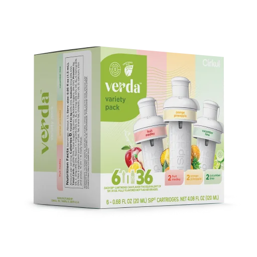 Vitamin-Infused Verda 6-Pack Variety Pack CT2I - Sugar-Free Fruit Flavor Cartridge Refill Detail